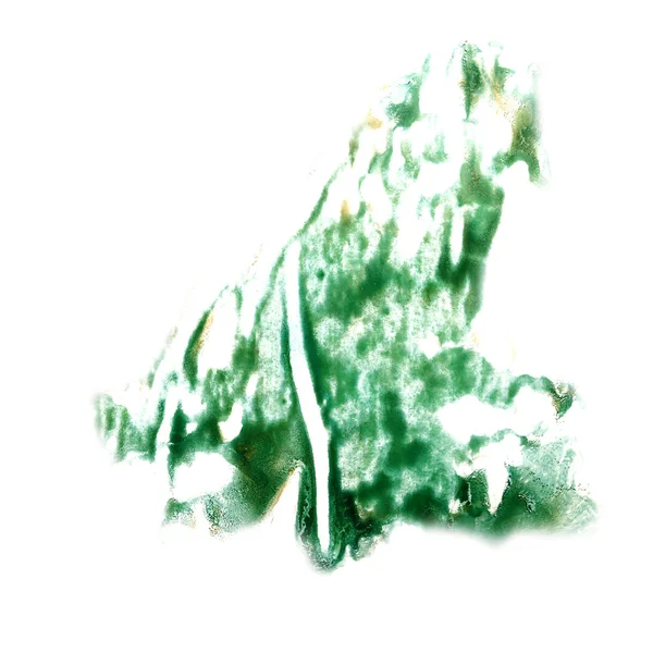 Plama z akwarela zielona farba obrysu akwarela na białym tle — Zdjęcie stockowe