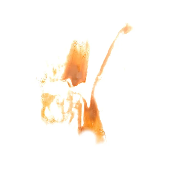 Mancha con acuarela naranja trazo de pintura acuarela aislada — Foto de Stock