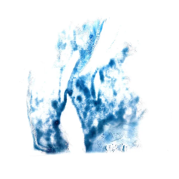 Plama z akwarela farby niebieski obrys akwarela na białym tle — Zdjęcie stockowe