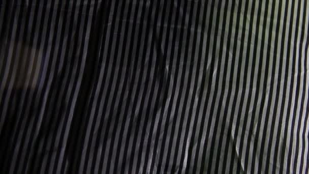 Light background black white stripe fabric wrinkled texture motion video — Stock Video