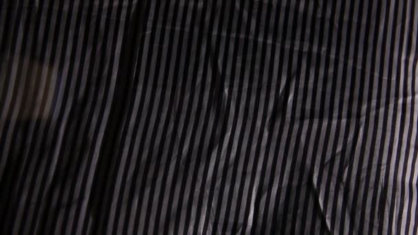 Light background black white stripe fabric wrinkled  texture motion video — Stock Video