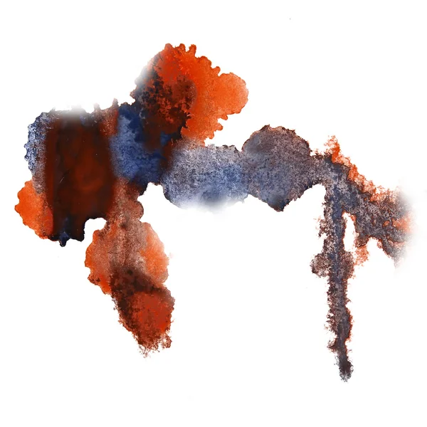 Abstracte hand grijs, oranje getekende aquarel vlek belediging Rorschac — Stockfoto