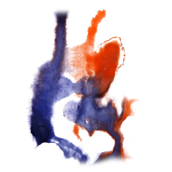 Abstracte hand oranje, Lila getekende aquarel vlek belediging Rorscha — Stockfoto