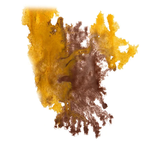 Abstracto marrón, amarillo mano dibujado acuarela blot insulto Rorscha — Foto de Stock