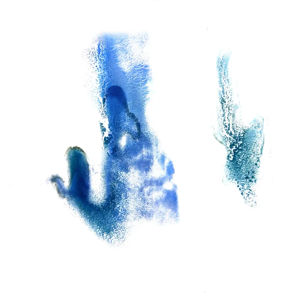 Plama niebieski akwarela farbą skoku akwarela na białym tle — Zdjęcie stockowe