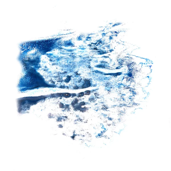 Fleck blau mit Aquarellfarbe Strich Aquarell isoliert — Stockfoto