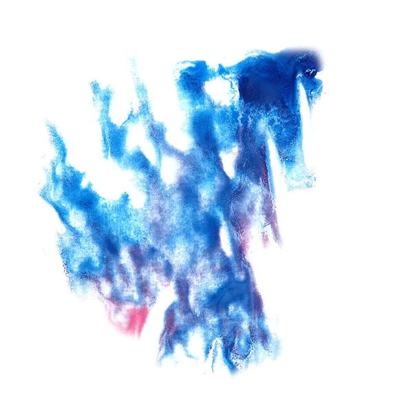 Blauwe vlekken met aquarel verf lijn aquarel geïsoleerd — Stockfoto