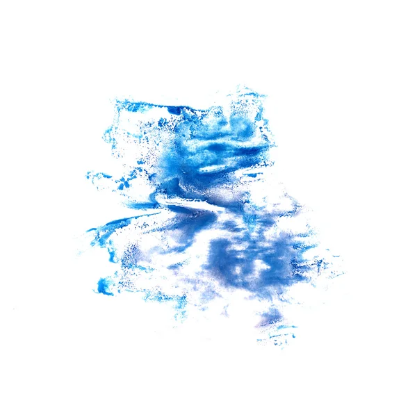 Fleck blau mit Aquarellfarbe Strich Aquarell isoliert — Stockfoto