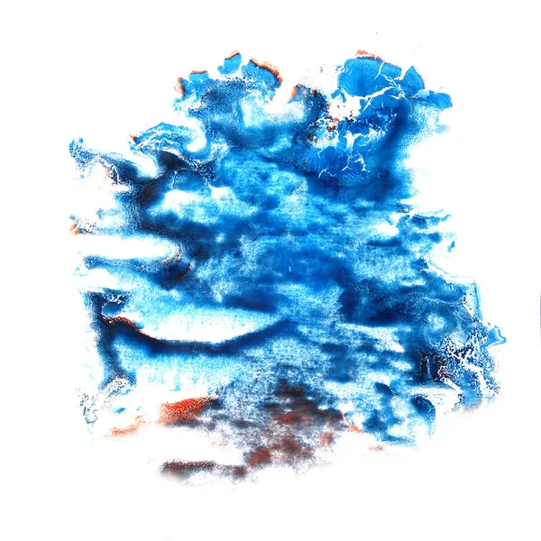 Vlek blauw, bruin met aquarel verf lijn aquarel isola — Stockfoto