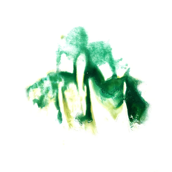 Fläcken grön, gul med paint stroke akvarell isolerade — Stockfoto