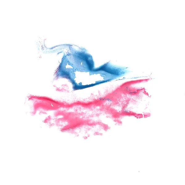 Mancha rosa, azul con acuarela trazo de pintura acuarela aislado —  Fotos de Stock