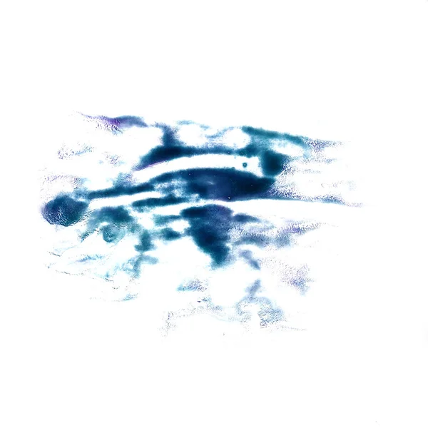 Fleck mit blauer Aquarellfarbe Strich Aquarell isoliert — Stockfoto