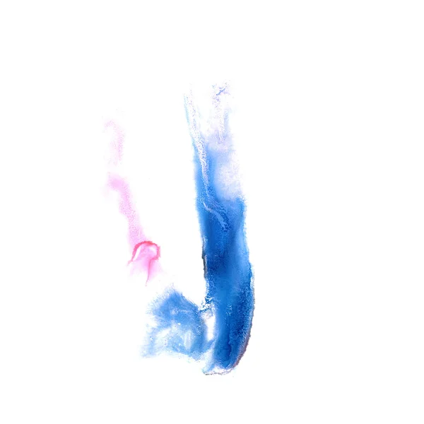 Vlek met aquarel roze, blauwe verf lijn aquarel isola — Stockfoto
