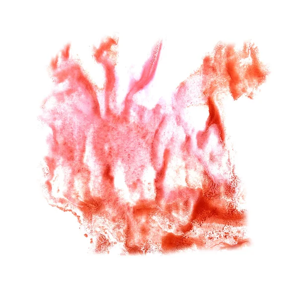 Izole suluboya kırmızı boya kontur suluboya ile leke — Stok fotoğraf