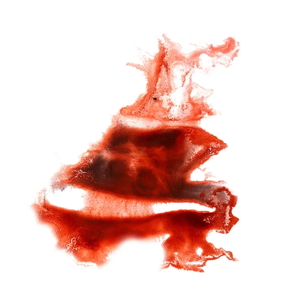 Leke kırmızı, kahverengi suluboya boya kontur sulu boya isolat ile — Stok fotoğraf