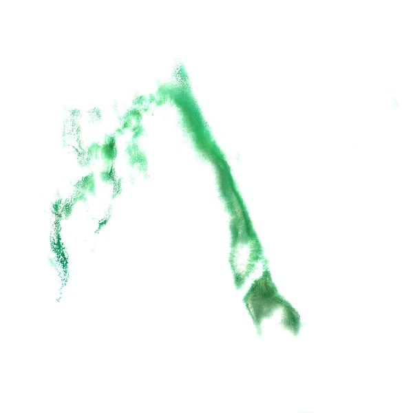 녹색 수채화 페인트 스트로크 수채화 격리와 얼룩 — 스톡 사진