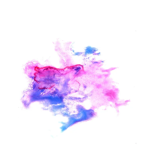 Vlek met roze, blauwe aquarel verf lijn aquarel isolat — Stockfoto