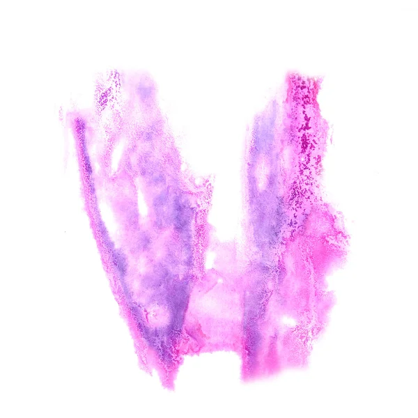 Plama z akwarela różowy, fioletowy malowania akwarela isol udaru mózgu — Zdjęcie stockowe