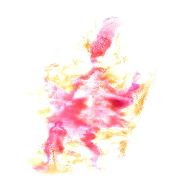Λεκές με ακουαρέλα εγκεφαλικό επεισόδιο χρώμα ροζ, κίτρινο ακουαρέλα είναι — Φωτογραφία Αρχείου