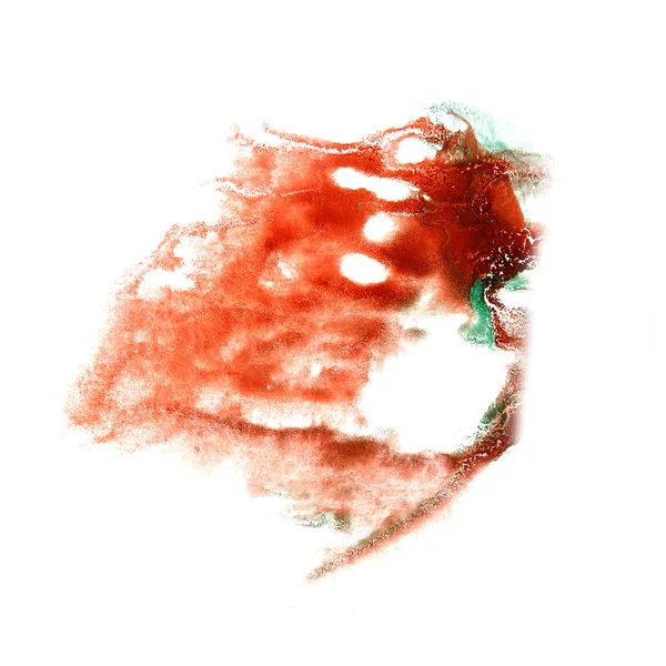 Macchia con acquerello rosso, verde pennellata acquerello isola — Foto Stock