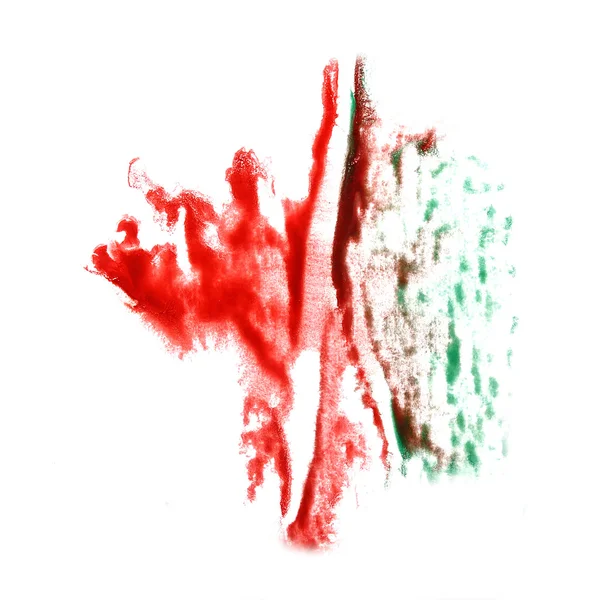 Stain with red, green watercolour paint stroke watercolor isolat — Stock Photo, Image