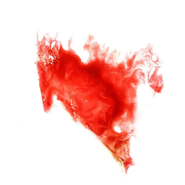 Fläcken med scarlet akvarell färg stroke akvarell isolerade — Stockfoto