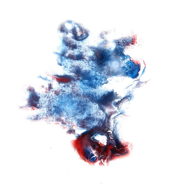 Fläcken med akvarell cherry, blå färg stroke akvarell isol — Stockfoto