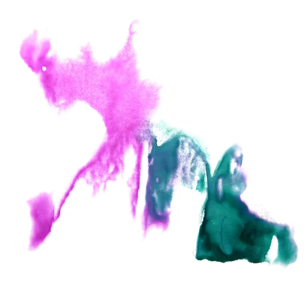Stain with watercolour green, pink paint stroke watercolor  isol — Stock Photo, Image