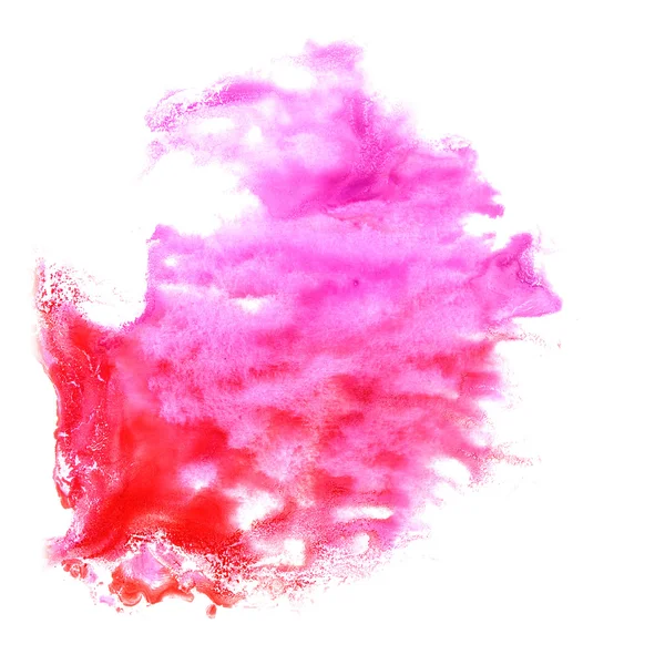 Mancha com aquarela rosa, pintura vermelha acidente vascular cerebral isolar aquarela — Fotografia de Stock