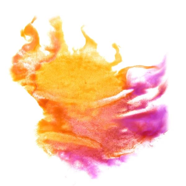 Stain with watercolour pink, yellow paint stroke watercolor isol — Stock Photo, Image