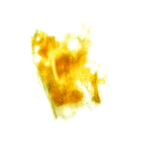 分離された黄色のペイント ストローク水彩画と染色します。 — ストック写真