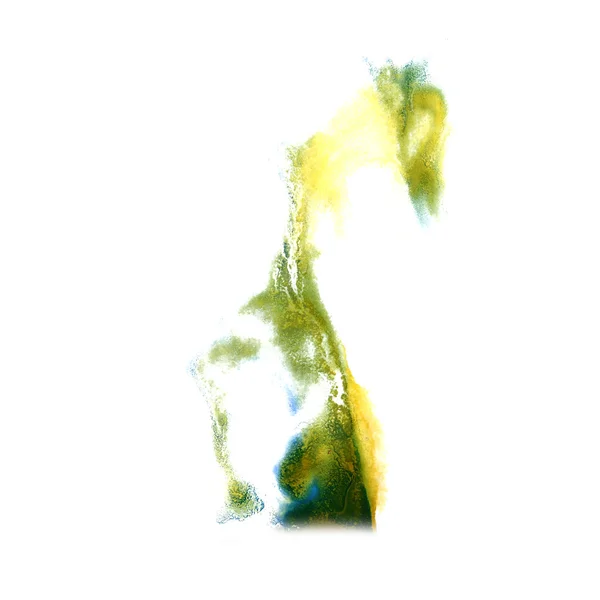 Stain yellow,green with watercolour paint stroke watercolor isol — Stock Photo, Image