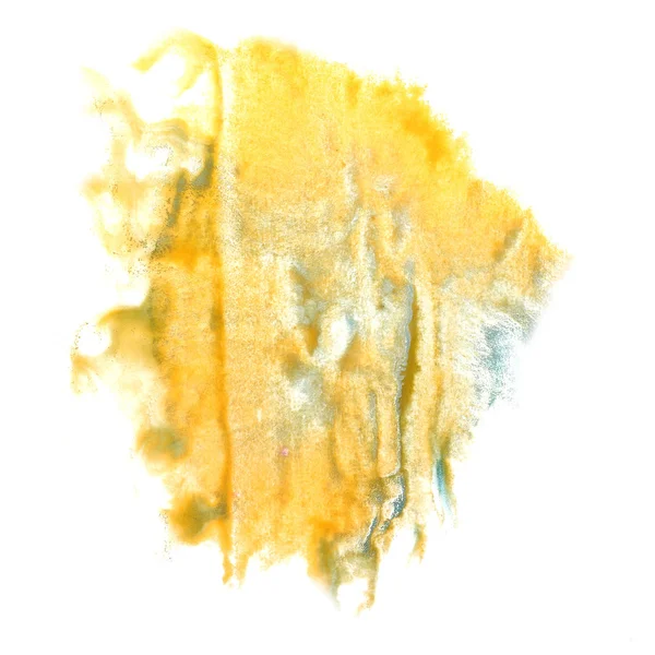 Stain yellow with watercolour paint stroke watercolor  isolated — Stock Photo, Image