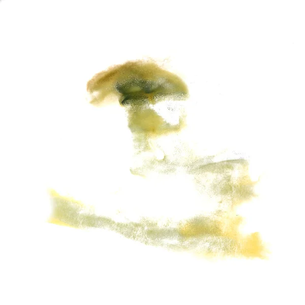 Mancha amarelo marrom aquarela pintura curso aquarela isolado — Fotografia de Stock