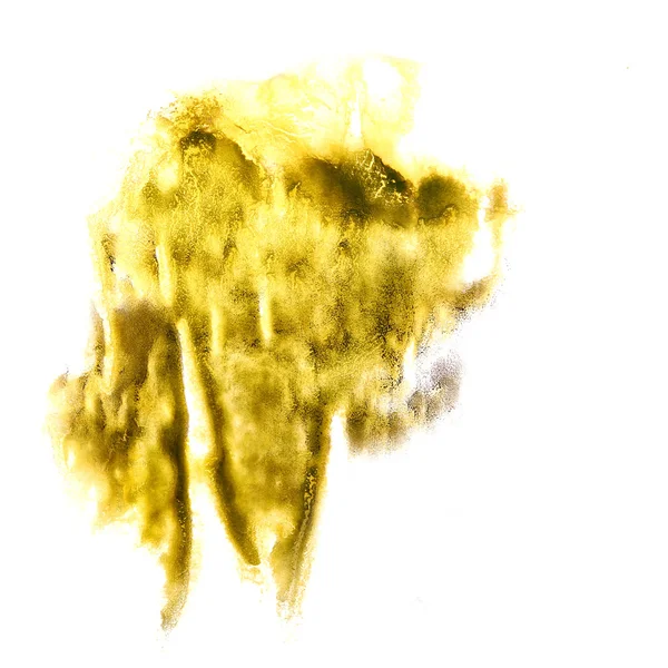 Żółta plama z akwarela farba akwarela skok na białym tle — Zdjęcie stockowe