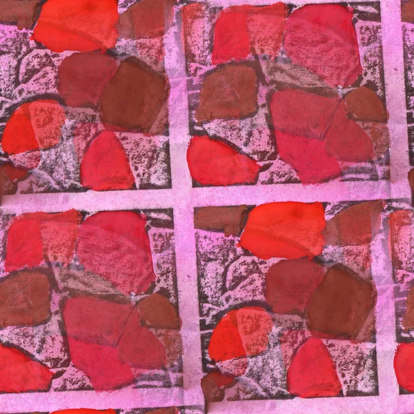Bezszwowe czerwony, brązowy kwadraty tekstura tło tapeta wzór — Zdjęcie stockowe