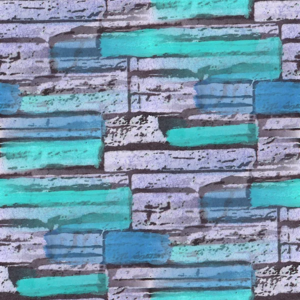 Azul sin costuras, ladrillos turquesa textura fondo papel pintado palmadita — Foto de Stock
