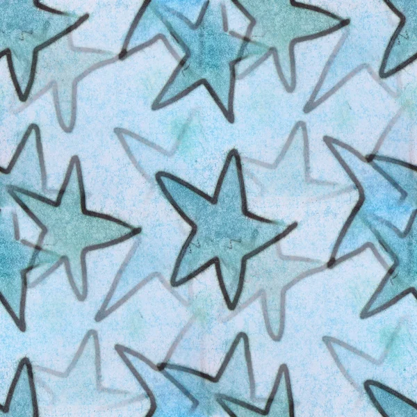 Seamless turquoise and purple stars texture background wallpaper — Stock Photo, Image