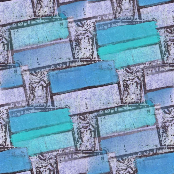 Sans couture turquoise, gris, carrés bleus texture fond wallpa — Photo