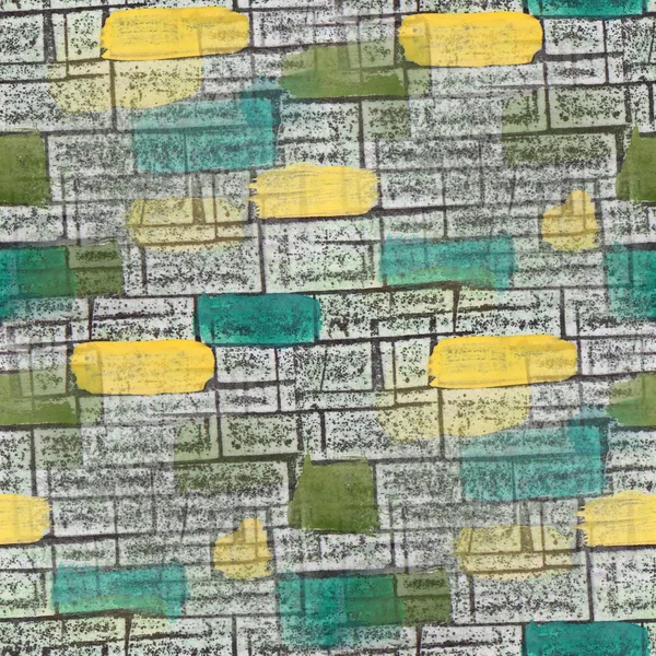 Seamless yellow, marsh, blue squares texture background wallpape — Stock Photo, Image