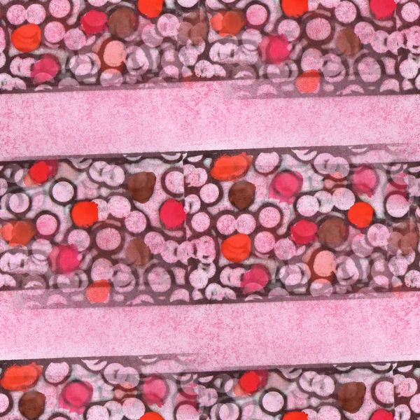 Sømløse, mangefargede små sirkler, rosa striper, bakgr – stockfoto