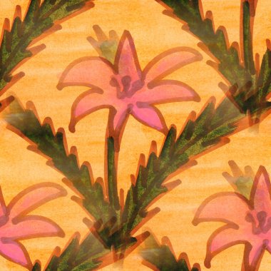 sorunsuz doku pembe, Sarı yapraklar sulu boya çiçekler wallpa