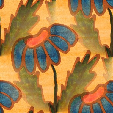 sorunsuz doku mavi papatya suluboya çiçek duvar kağıdı