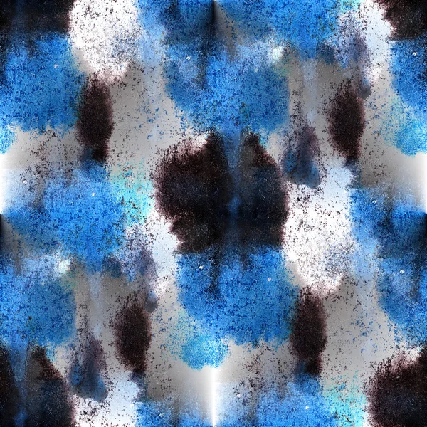 Naadloze patroon aquarel hand abstract blauw, zwart geschilderde ba — Stockfoto