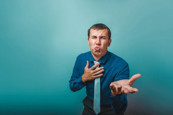 A man of European appearance thirty years sick shows discontent — Stock Photo, Image