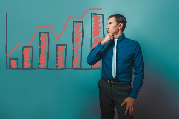Businessman man thinking looking away holding his chin growth gr — Stock Photo, Image