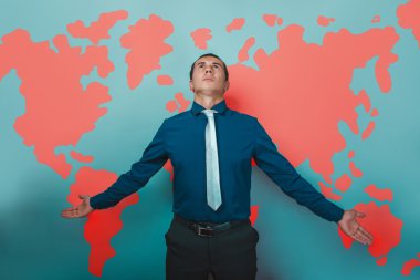 man male teacher Professor businessman arms outstretched looking