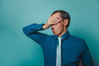 a man of European appearance thirty years closed his eyes opened