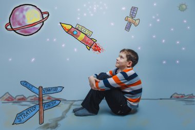 çocuk genç Avrupa görünüm Brown bir blac sırtını döndü