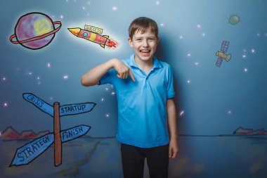 çocuk genç Avrupa görünüm Brown bir blac sırtını döndü